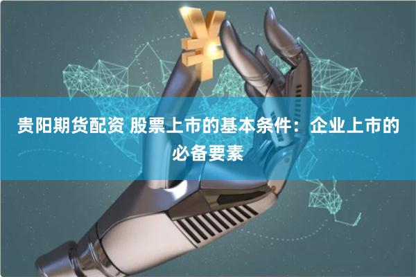贵阳期货配资 股票上市的基本条件:企业上市的必备要素