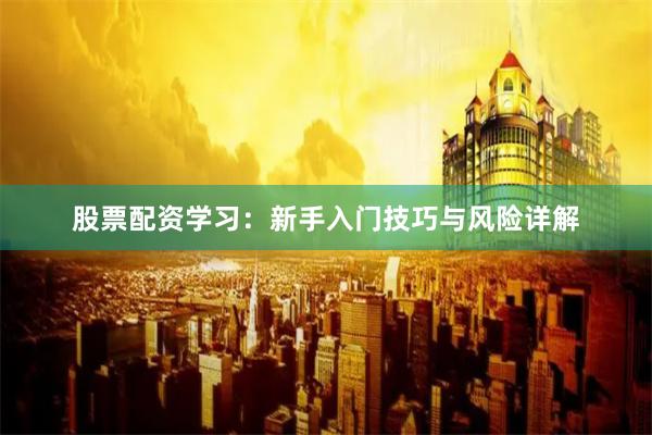 股票配资学习:新手入门技巧与风险详解